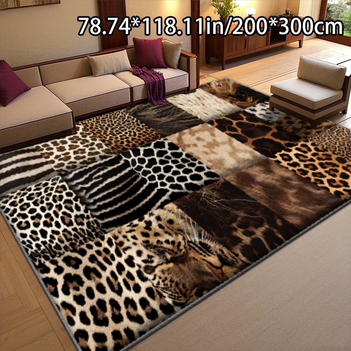 TEMU Soft Plush + Dotted Plastic Bottom, 1pc Soft Plush Animal Texture Pattern Decorative Piece, Home Decor Rug. Back To School, Versatile Decorative