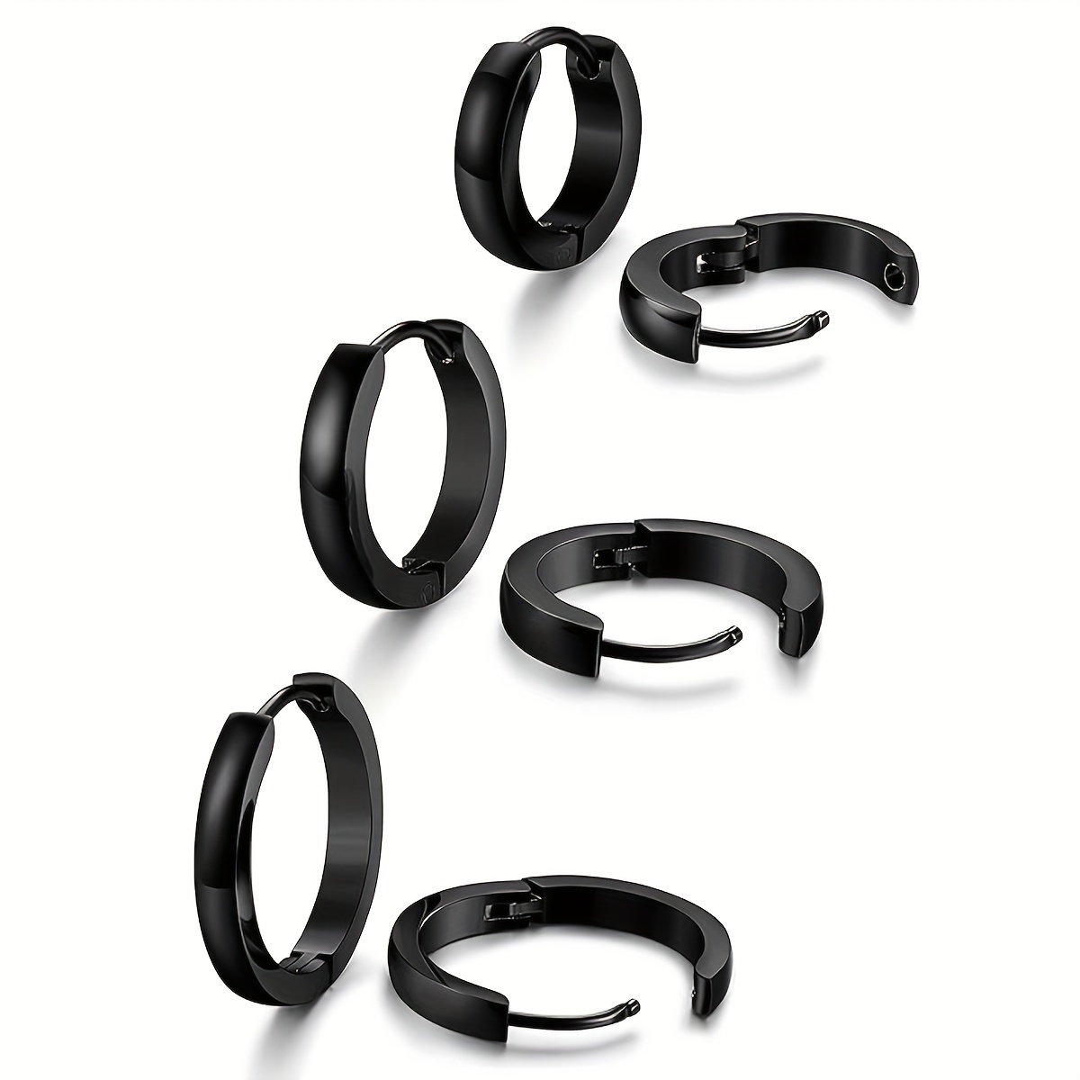 TEMU 3 de Aros Huggie para Hombres y Mujeres, Pendientes de Acero Inoxidable Hipolergénicos, Juego de Aros Modernos para Cartílago