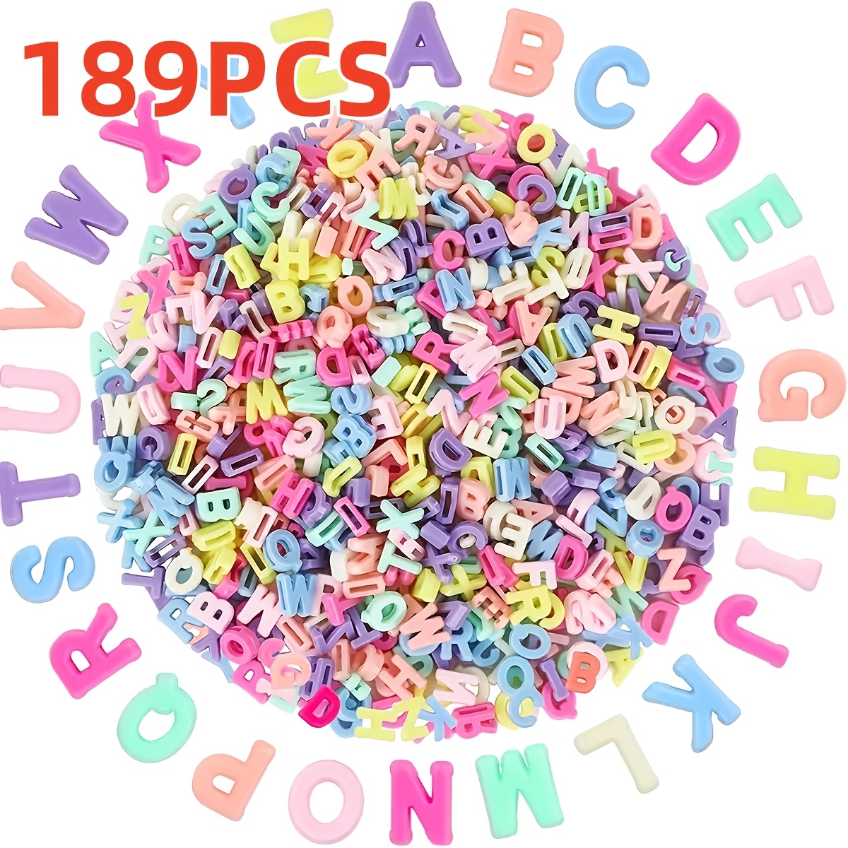 TEMU 189pcs (9 X 12mm) Large Letter Beads, Colorful Acrylic A-z Mixed Alphabet Shaped Beads, For Making Bracelets, Necklaces, Shoelaces, Crafts, And