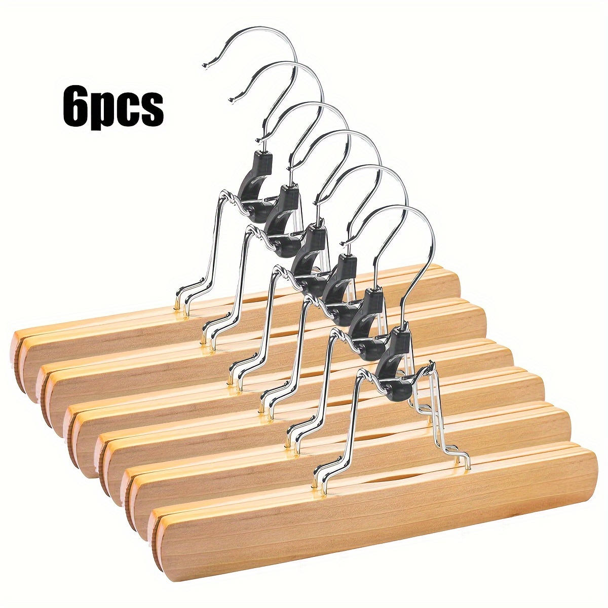 Non-slip Wooden Hangers With Clips For Skirts, Featuring Smooth Solid Wood And 360° Rotating Hooks - Ideal For Pants And Skirts