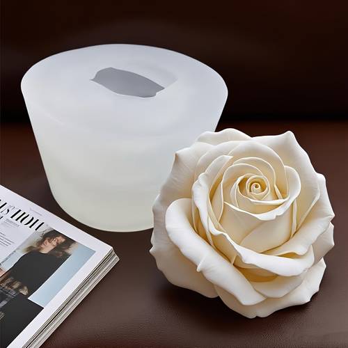 white rose silicone candle mold 3d suitable for candles resin injection soap and cement realistic floral pattern durable silicone mold for home decor and valentines day crafts candle making supplies
