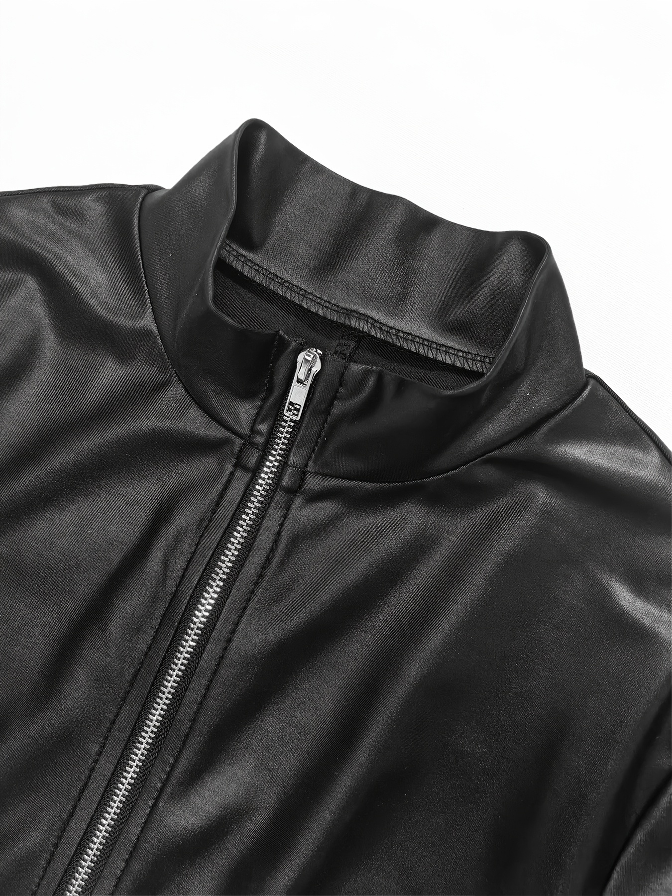 Women's Solid Color Zippered Jumpsuit - Stand Collar Bodysuit with Full-Length Zipper Front, Medium-Stretch Suit for all-Season Wear, Machine Washable (Party Wedding Daily Outfit) - Female One-Piece Costume