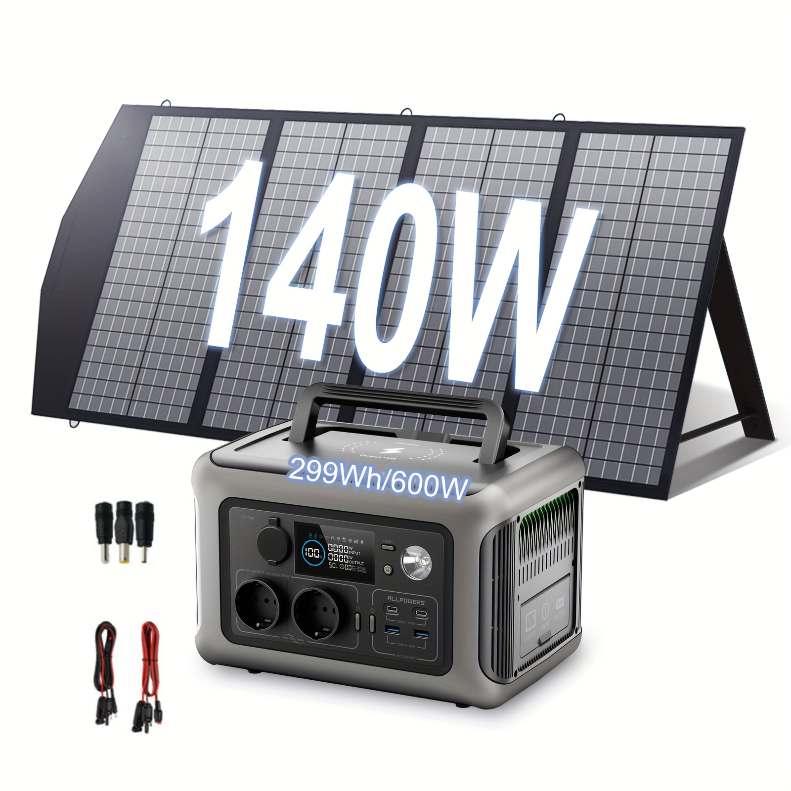 Image of Allpowers Pro Portable Power Station With Solar Panel Included, 600w 299wh Lifepo4 Solar Generator With 140w Solar Charger, Backup, Mppt Solar Power For Home (split Shipment)