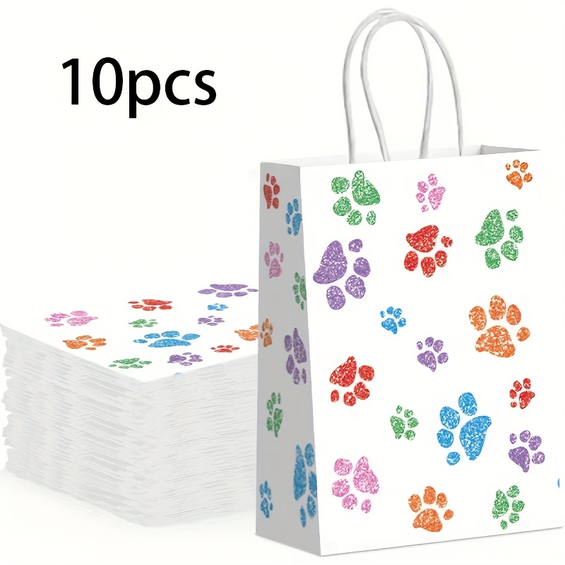 Gift For Her/him 8/10/18/20pcs Colored Paw Print Gift Bags, Pet Birthday Party Gift Bags, Animal Print , Party Favor Bags For Birthdays, Thanksgiving, And Celebrations