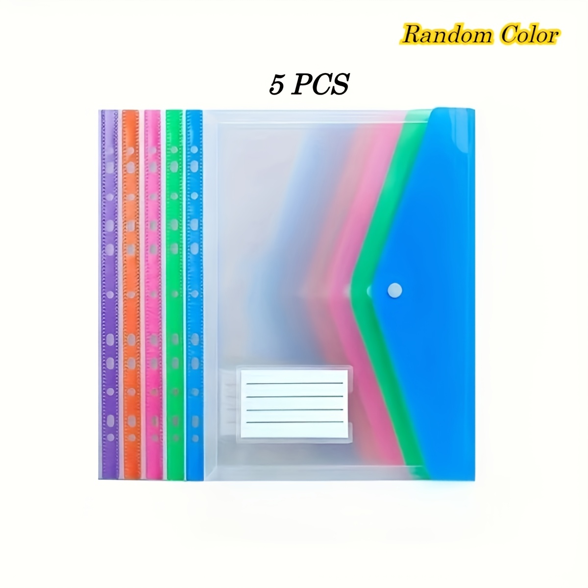 E-shop 5/10 Stück A4 Hochkapazität 11-Loch Loose Leaf Ordner, PP Material Einhefter mit Erweiterbarem Knopf und Etikettentasche, Zufällige Farbe