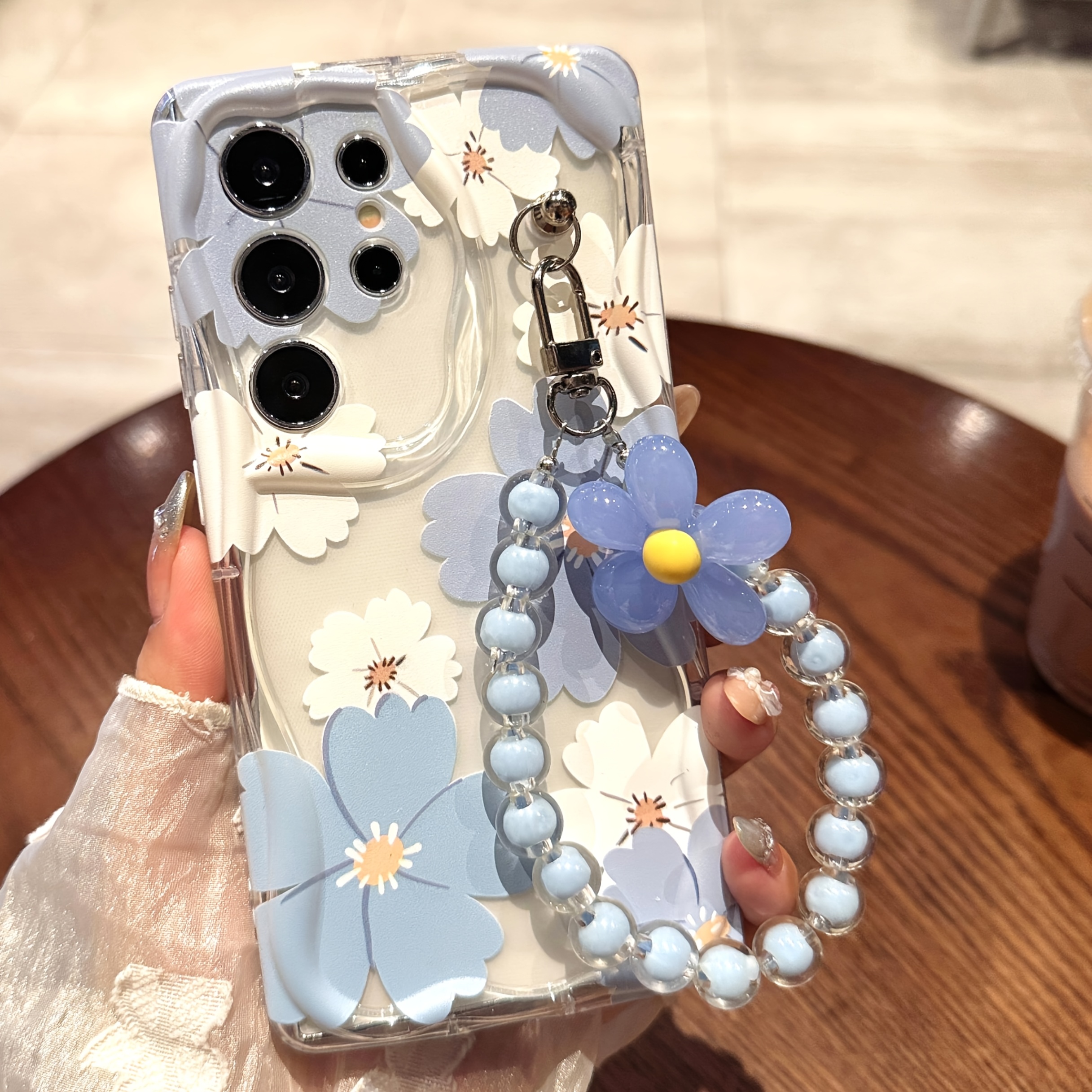 TEMU Coque de téléphone - Bleu Ins Blanc Floral Compatible avec Galaxy Samsung S26 ULTRA Coque de téléphone Adaptée pour S26 Adaptée pour Samsung A57