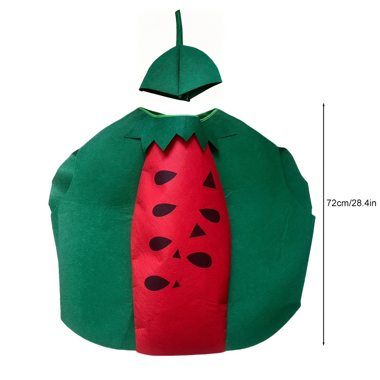 TEMU Costume de pastèque unisexe pour adultes, tissu non tissé léger, comprenant un chapeau et un combinaison, idéal pour les fêtes, les carnavals,