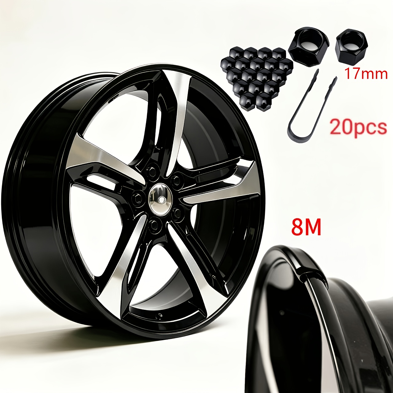 TEMU Kit di protezione per pneumatici, protezione anti-urto per pneumatici e copertura di protezione per dadi da 17 mm, manutenzione pneumatici auto,