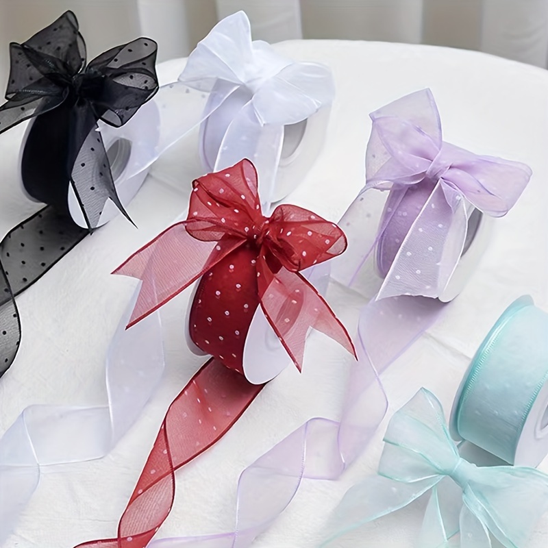 

1 Roll 900cm Korean Yarn Flocked Dot Ribbon Handmade Bouquet Gift Packaging Ribbon Bow Diy Materials