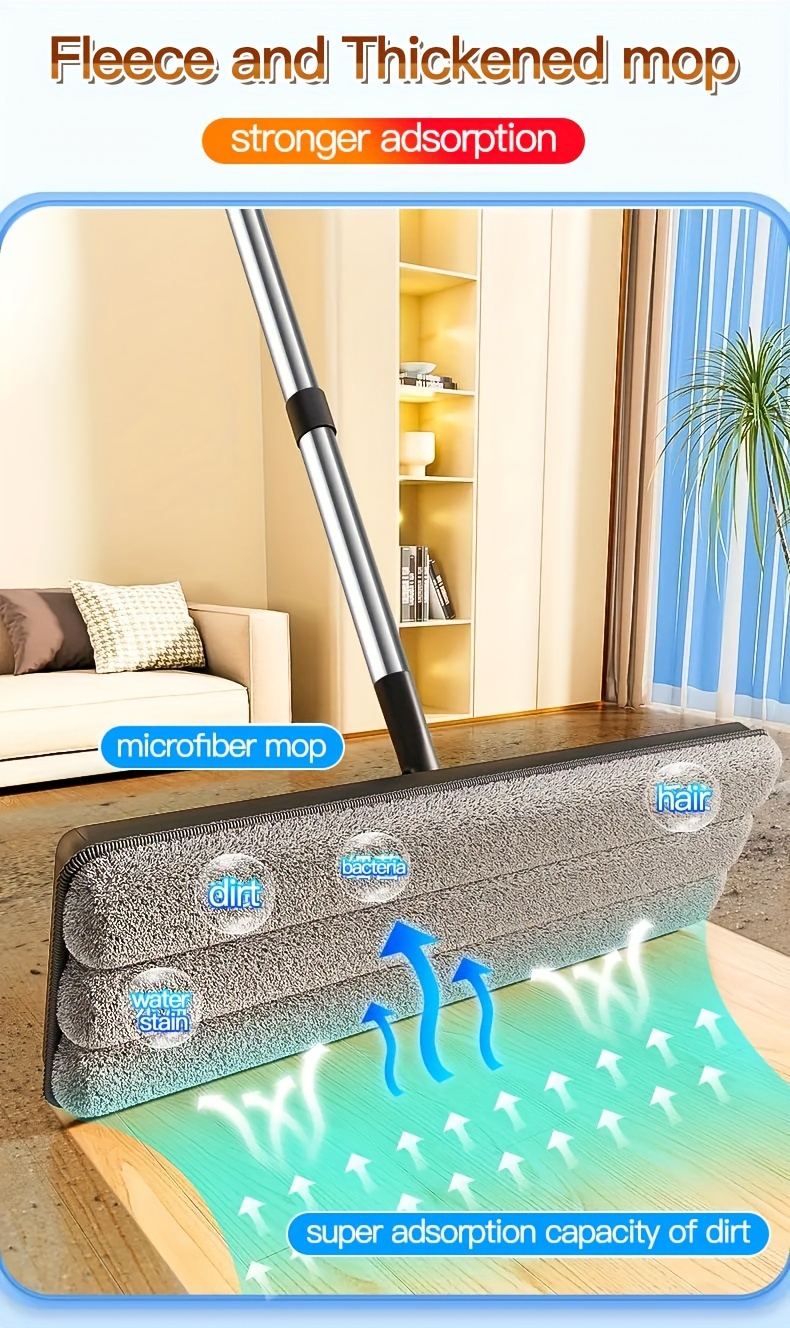   2 in 1 wet dry mop easy clean no rinse flat mop for kitchen bathroom living room   pp material details 4