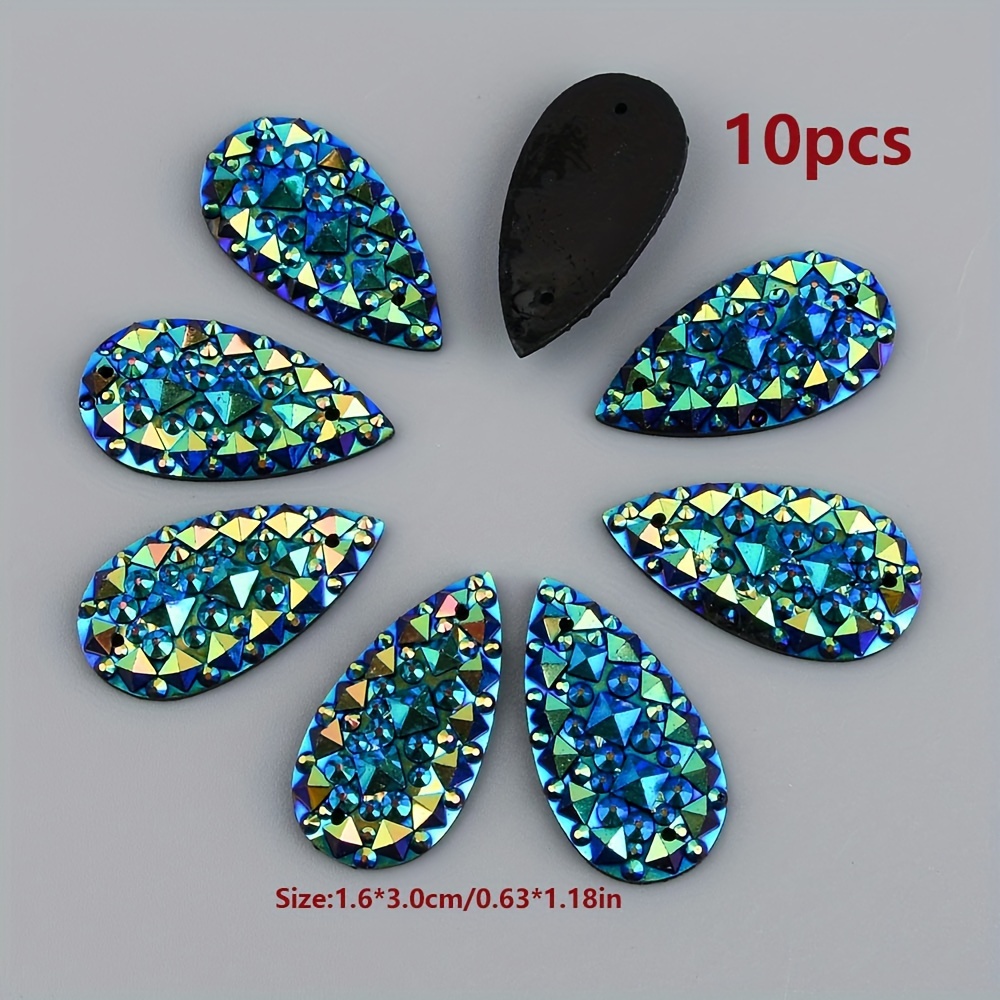 TEMU 10pcs Diamantes de de Resina con Dorso , Color AB, Flor para Manualidades, Fabricación de Joyas, Adornos de Boda, Apliques, Montaje, Bandeja de