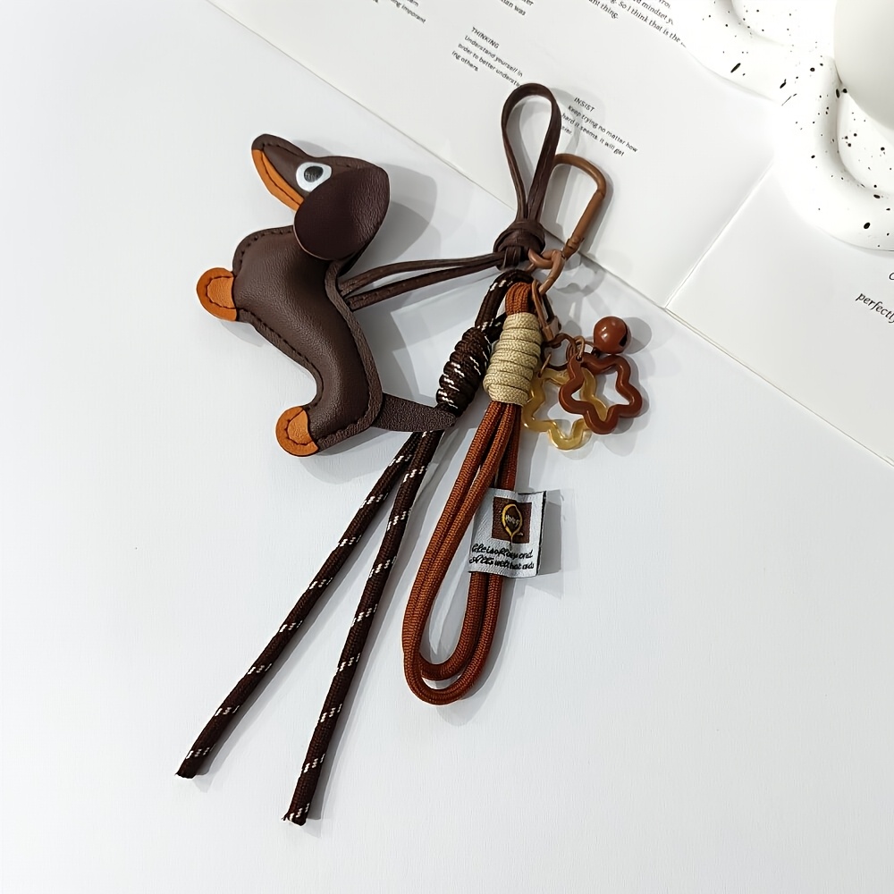 TEMU 1pc Dachshund Bag Charm Mini Star Pu Creative Gift For Women Purse Hanging Accessories