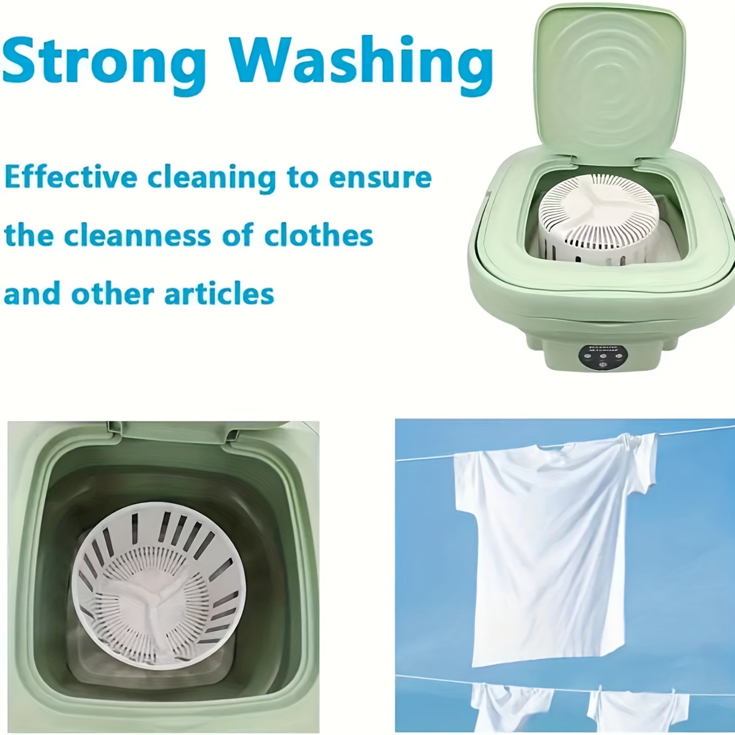 Mini lave-linge, lave-linge pliable, facile à transporter et à utiliser, les sous-vêtements et les chaussettes sont plus sains à laver séparément, bons appareils ménagers, ne prennent pas de pour les voyages daffaires, deux couleurs disponibles, lave-linge 8L détails 5