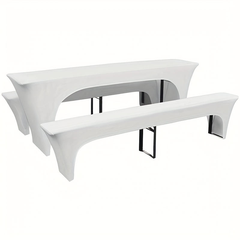 3pcs Stretch Beer Table Cover And Bench Cover, Polyester Material, Solid Color Washable, Suitable For Birthday Parties, Wedding Arrangements, Family Dinners, Beer Festivals