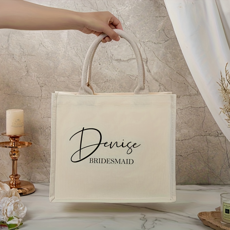 personalized bridesmaid tote bag custom name wedding party Temu