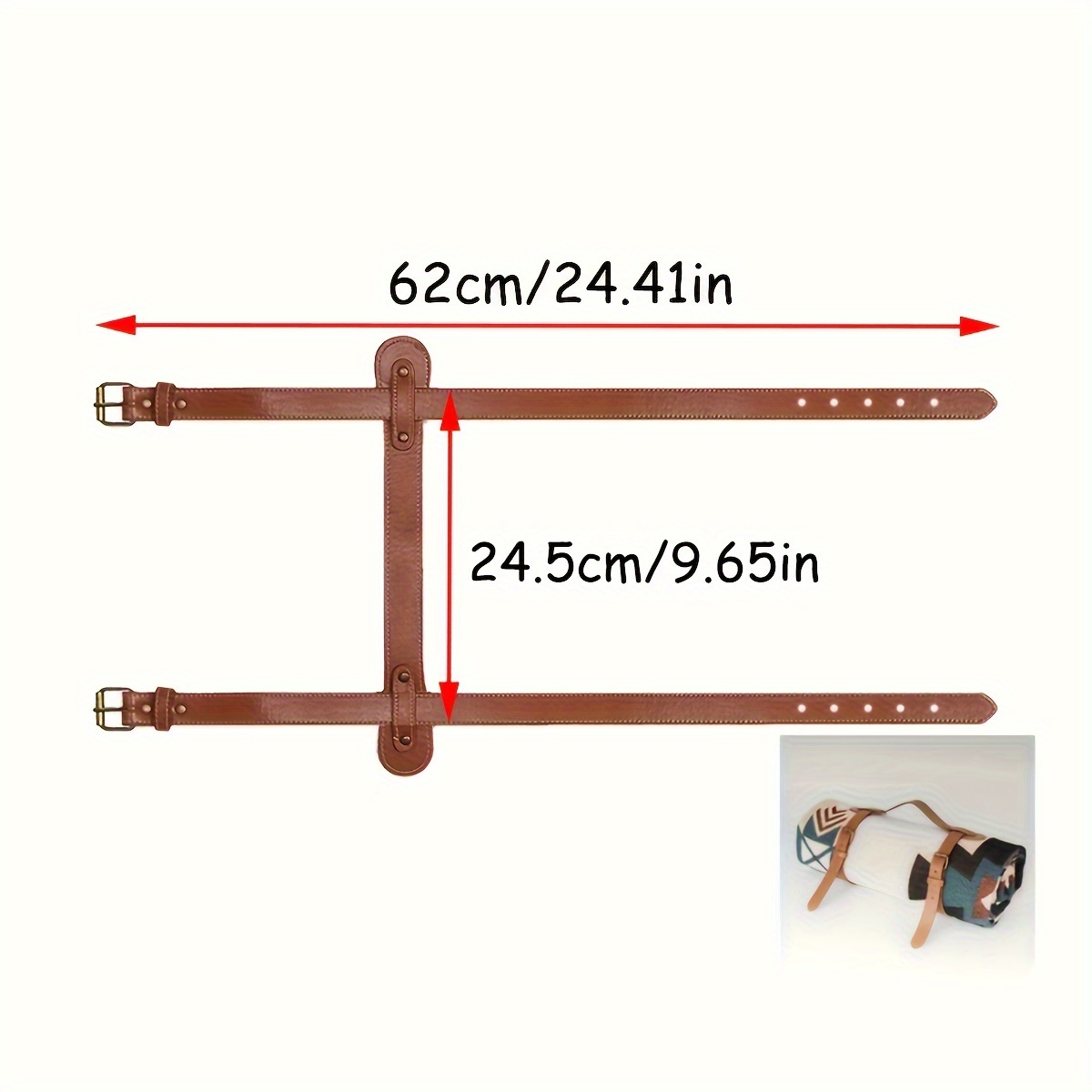 TEMU 1pc Household Blanket Finishing Strap, Travel Portable Picnic Mat Beach Mat Pu Leather Handle Strap