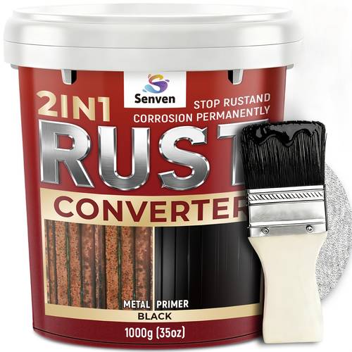 2in 1 Rust Converter & Metal Primer Black Paint for Metal, Trailer, Truck Frame, Car Chassis, Automotive Rust & , Heat Rust Black Paint for Metal