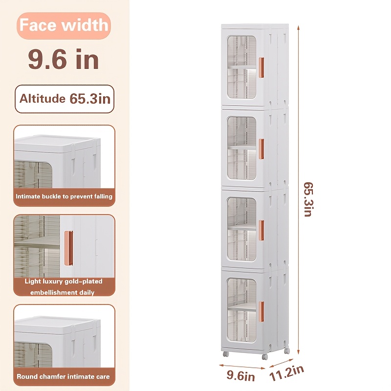/4 Tier Storage Box For Narrow Spaces Is Suitable For Sizes Of Areas, And The Wheeled Cabinet In The Bathroom, Kitchen, Living Room, Storage For Room, And More