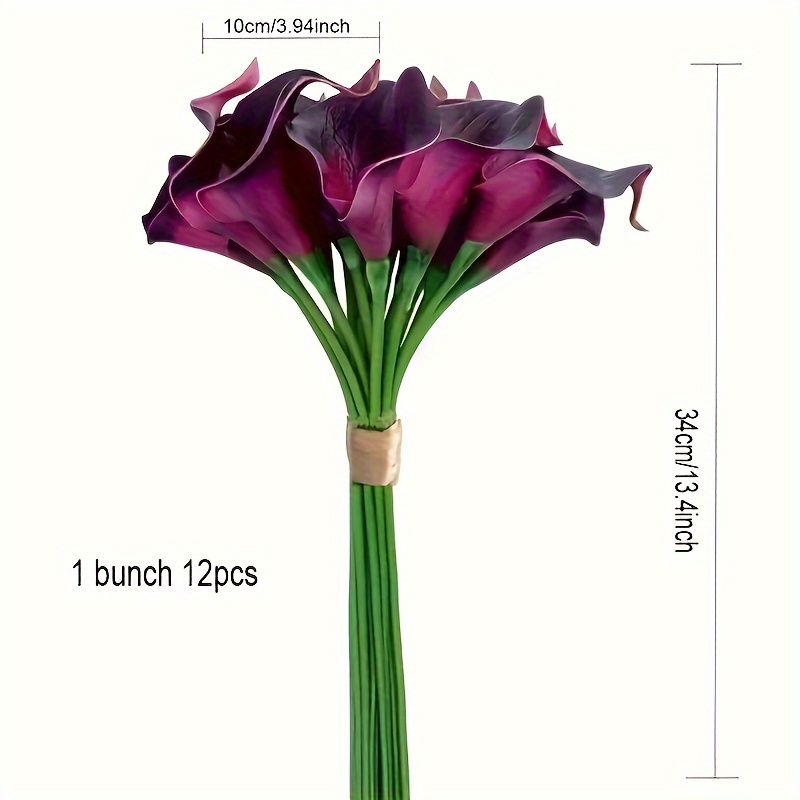 12pcs Real Touch Artificial Calla Lily Flowers Bouquet - Lifelike Decor For Wedding, Easter, Christmas, Halloween, Thanksgiving, Valentine's Day, Perfect Mother's Day Gift Or Any Occasion