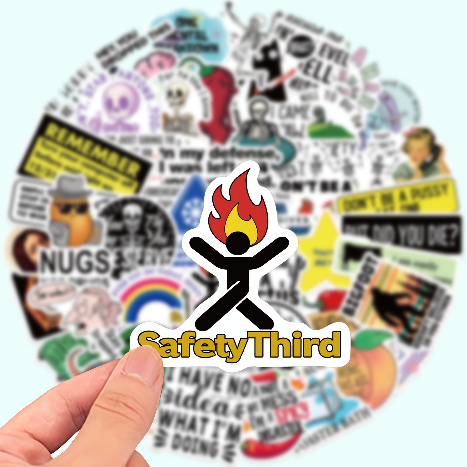 

50pcs Safeythird Meme Stickers - Humorous Vinyl Decals For Laptops, Water Bottles, Luggage, Helmets & More - Unique Gift Idea For Holidays Or , Funny Stickers