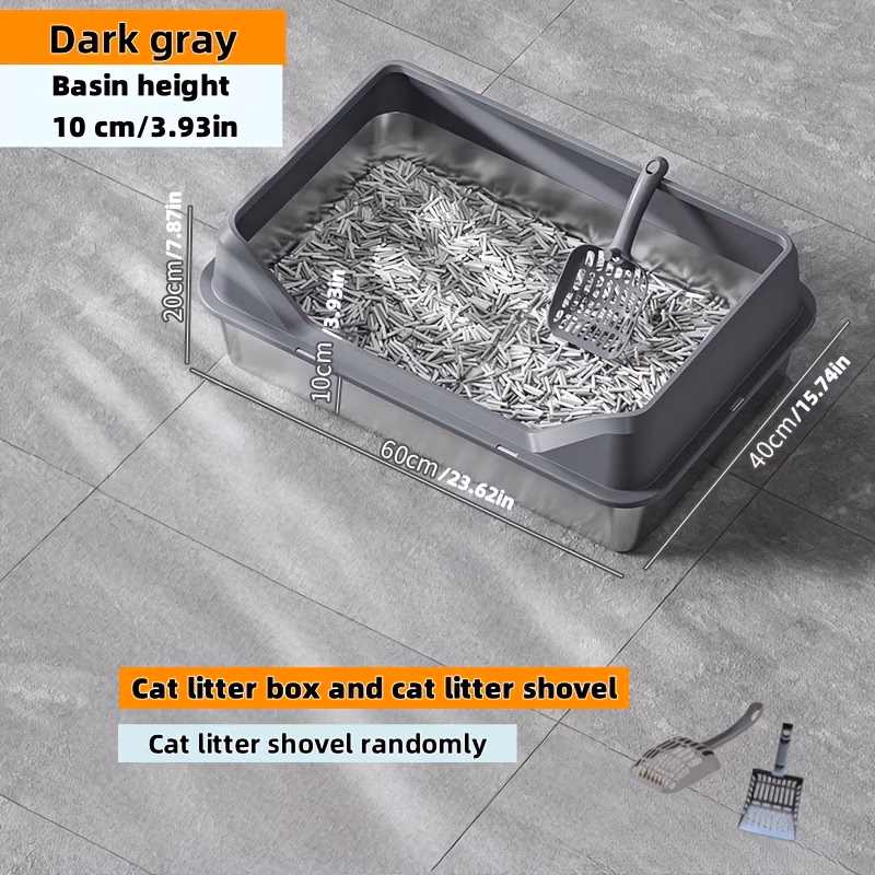 extra large stainless steel cat litter box with random scoop heavy duty easy to clean multiple sizes for indoor outdoor use durable rectangular litter pan for all sleek pet accessory household Product details 3