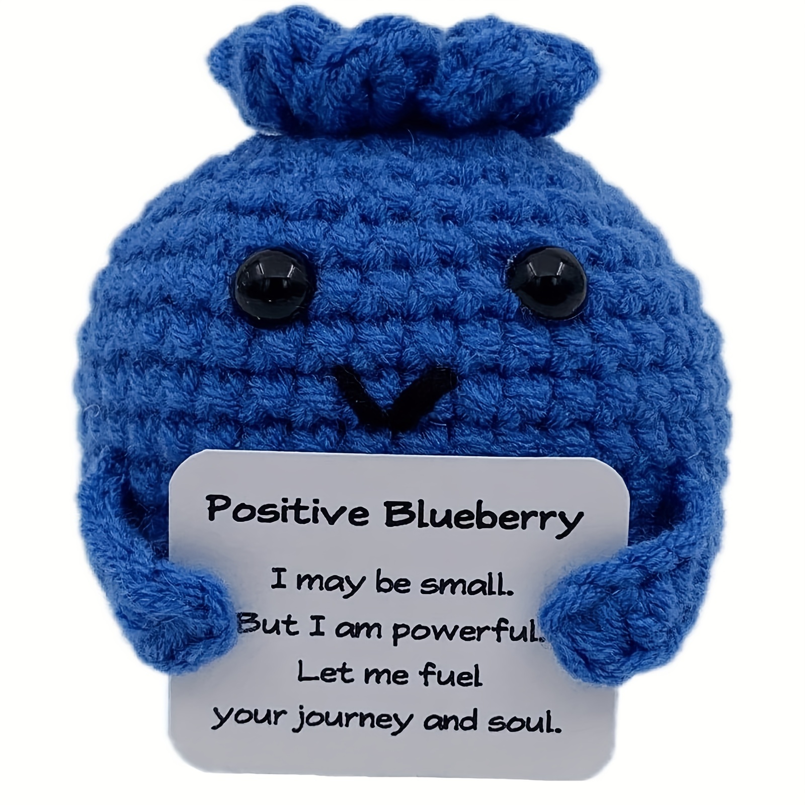 

Positive Blueberry Potato Mini Funny Wool Gifts Knitted Creative Doll Cute Toy With Positive Affirmation Card Good Luck Encourage Motivational Gifts For Birthday Holiday Party(blueberry)