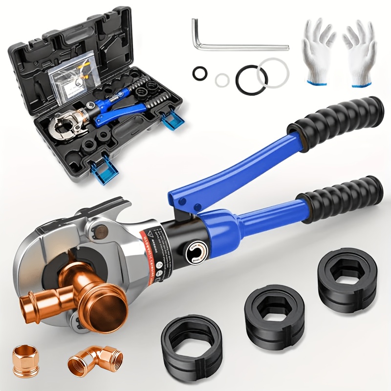 TEMU Hydraulic Crimping Tool, 360 Degree Rotation Copper Press Tool With 1/2", 3/4" And 1", Plumbing Crimping Tool With Open, Press Tool For Copper