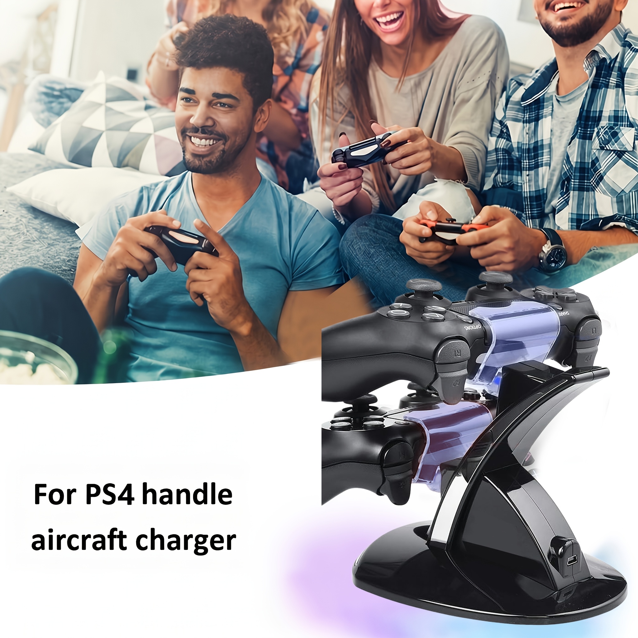 TEMU Charging Dock Station For Ps4 Controllers Vertical Controller Charger Stand, Dual Ports For Ps4 Charging Dock, Overcharge Protection Charging