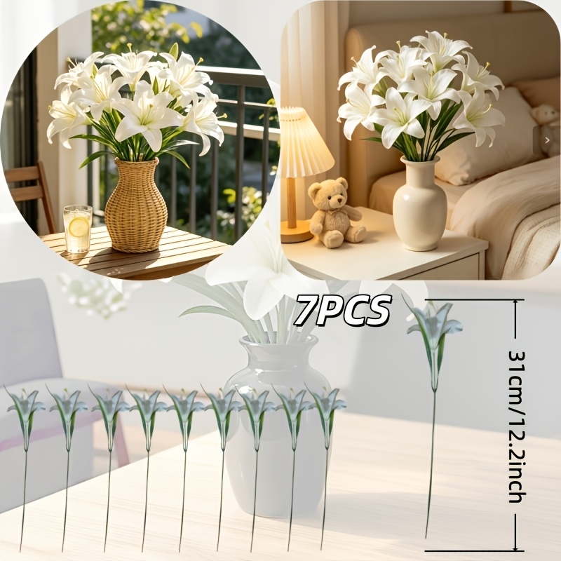 TEMU Bouquet artificiels 7 pièces, idéal pour centre de table de mariage, décoration de maison et de bureau - Fleurs artificielles en plastique