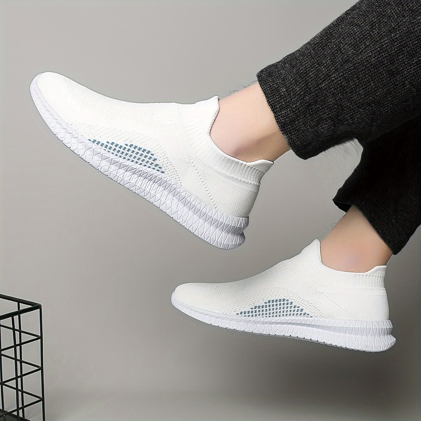 1 Pair Men's Breathable Casual Sneakers, All-Season Slip-On Footwear with EVA Sole and Fabric Insole for Hiking & Everyday Use