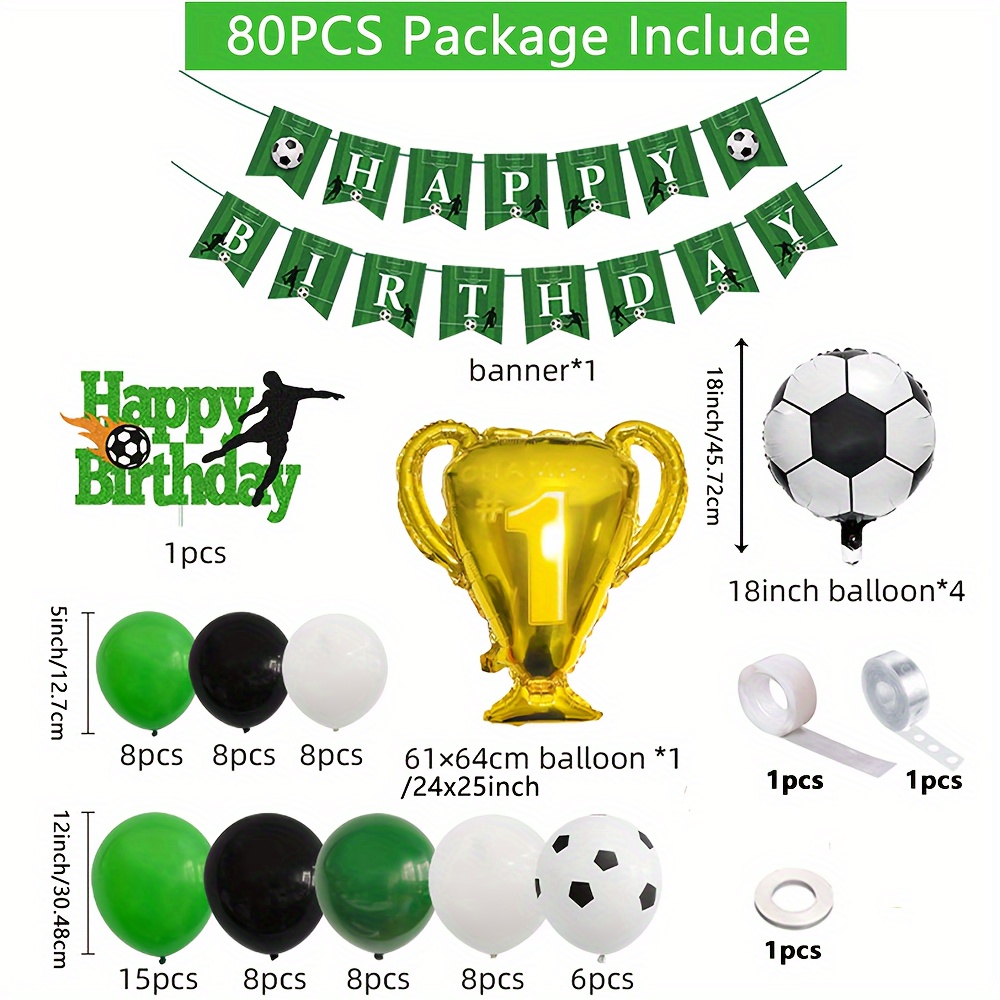 Globos de aluminio de fútbol, decoración de fiesta de cumpleaños, tema de  fútbol, suministros para eventos, 18 pulgadas, blanco y negro - AliExpress