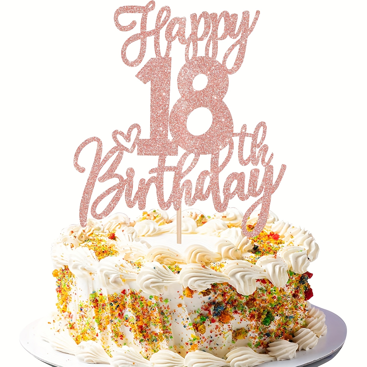 1pc Happy 18th Birthday Cake Topper Glitter Cheers To Birthday Cake Pick Eighteen Hello 18 Decorations For Happy 18th Birthday Anniversary Party Supplies Rose Golden
