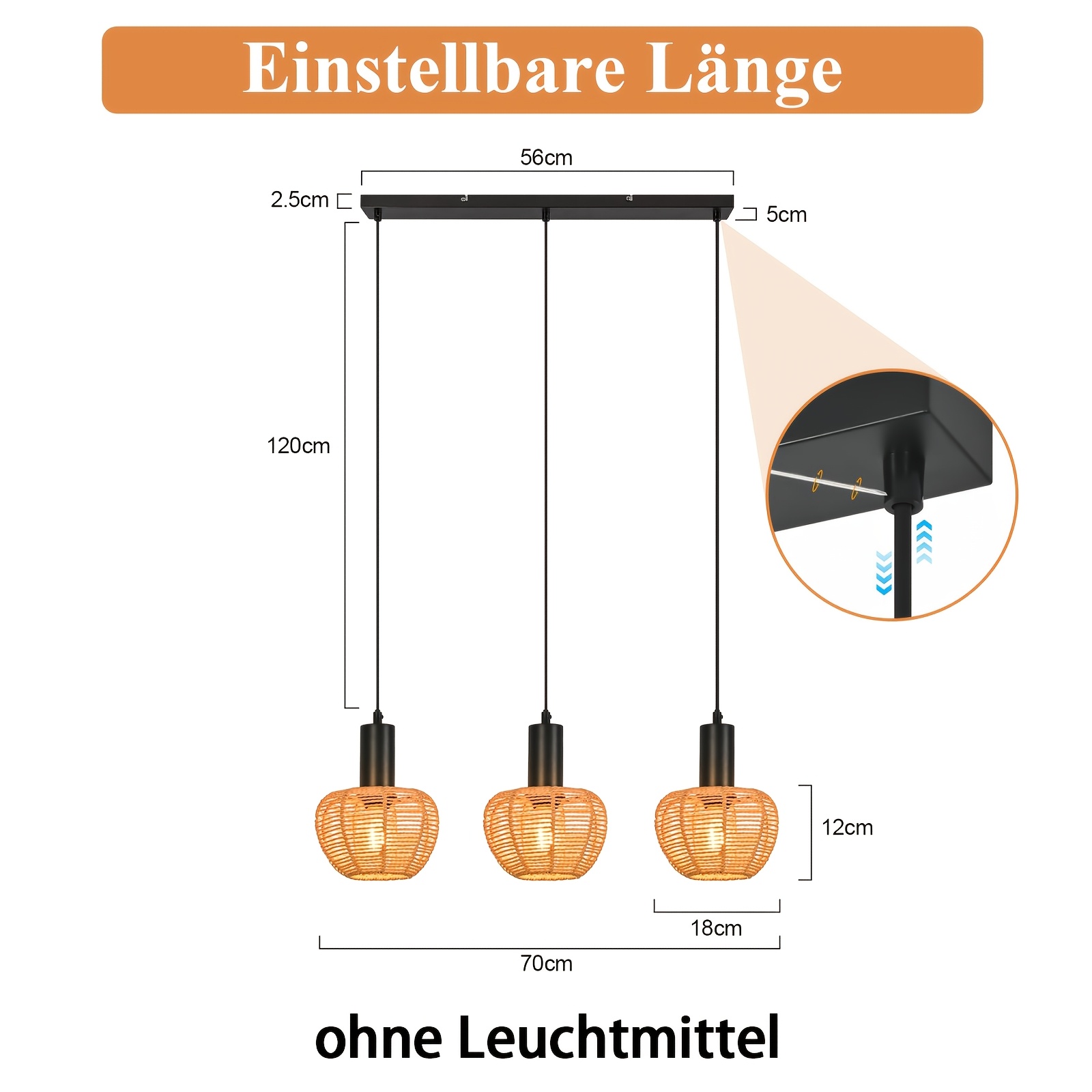 Image of Boho Pendant Lamp Rattan 3 Flammig Dining Table Lamp Vintage Woven Pendant Light With Paper Rope Lampshade E27 Socket For Dining Room Bedroom - Bulbs Not Included