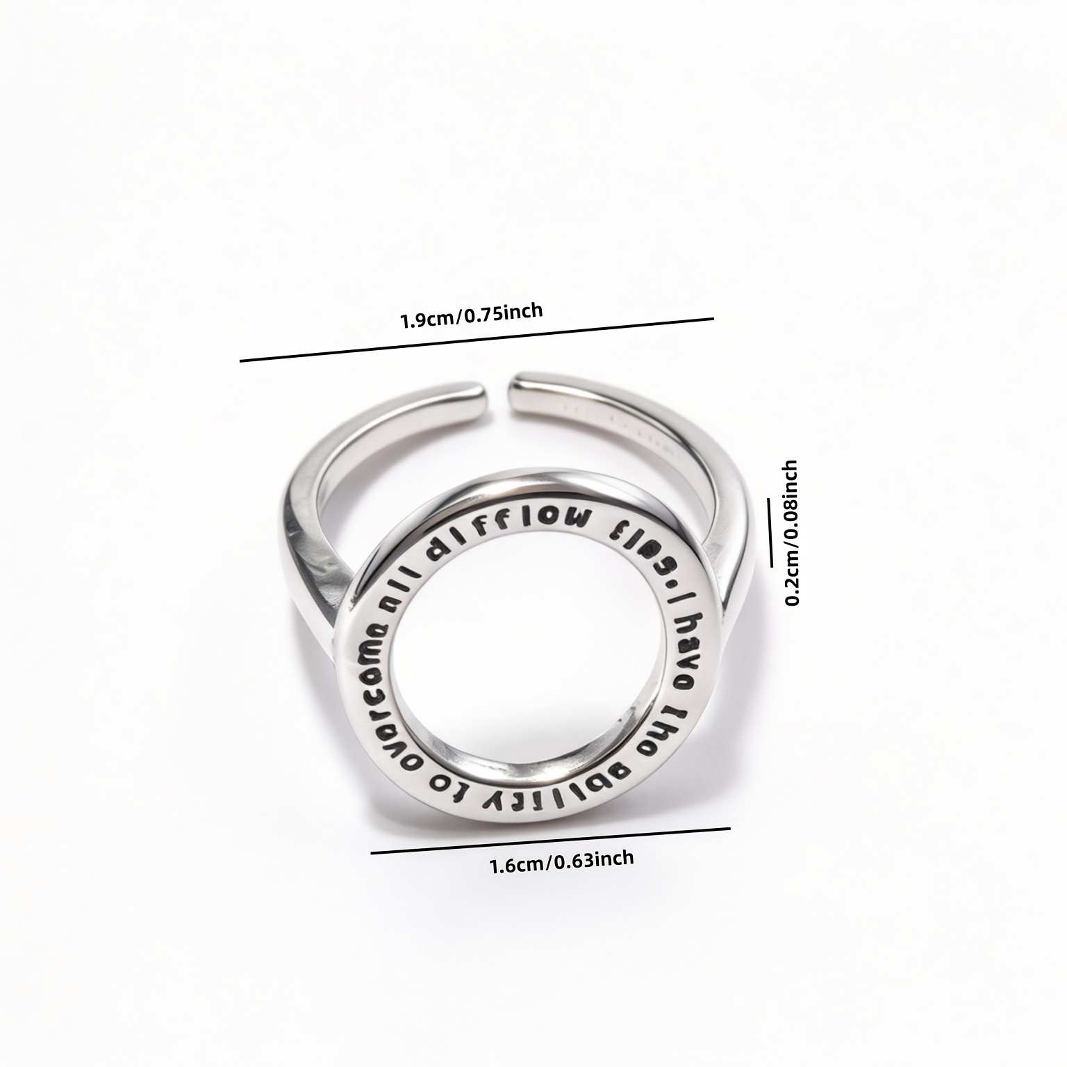Engraved Hollow Round Open Statement Ring, Adjustable