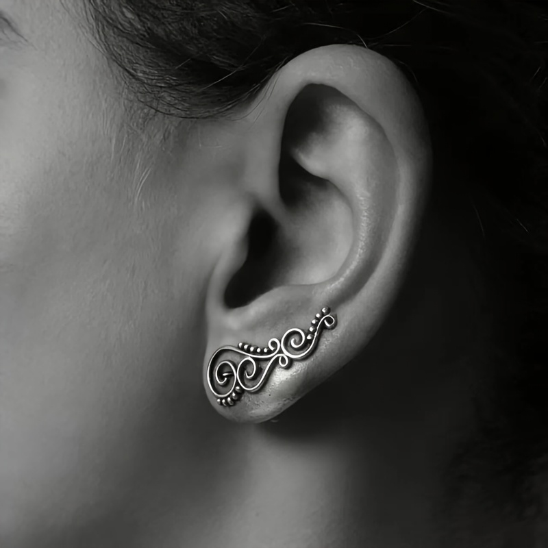 Retro Scroll Pattern Earrings, Unique Gift