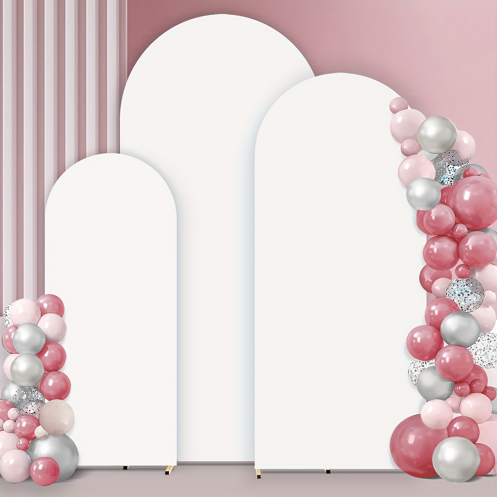 

Set/3pcs, White Wedding Arch Covers, Spandex Fitted Arch Backdrop Stand Covers For Round Top Chiara Arch Background Stands Cover For Birthday Party Ceremony Banquet Anniversary Decoration