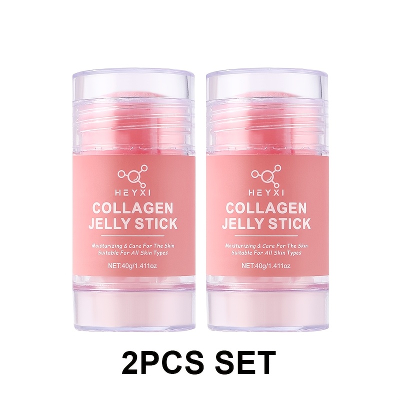 Image of 2pcs Collagen Jelly Cream, And Firming, Collagen Face And Neck Lifting Gel Stick, Tightens Skin, Dark Circles, Evens Light Beige, Skin, Suitable For Face, Neck, And Full Body Use