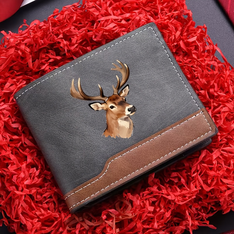 TEMU Men's Large-capacity Wallet With A Deer —foldable, Ultra-thin Business Wallet, , Lightweight, Multiple Card Slots, Suitable For Everyday And