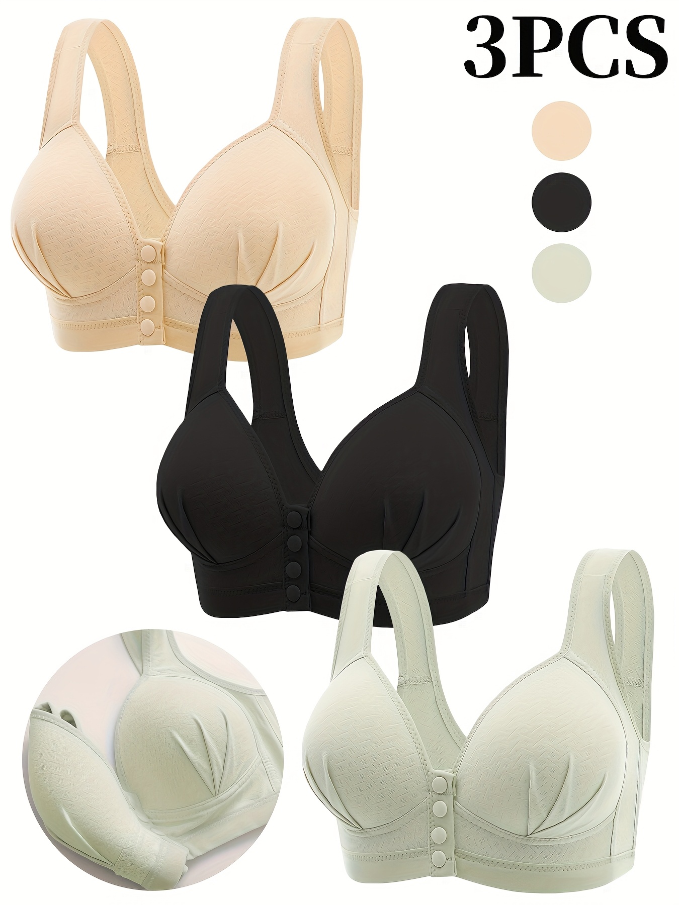 3pcs set esselegance front closure thin cups comfortable bra wire free