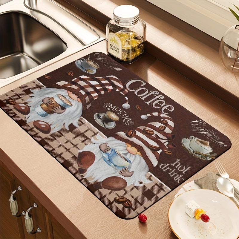 

1pc Pad, Elf Pattern 2.5mm Mud Mat, Absorbent Mat, Bowl Bar Mat, Cup Drying Mat, -free Mat, For And Table, Supplies