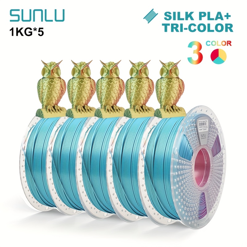 Sunlu Pla Plus 3d Printer Filament, Shiny Pla+ Filament 1.75mm, Textures, Unveils Colors, Dimensional Accuracy +/- 0.02mm, 1kg Per Spool, Total 5kg