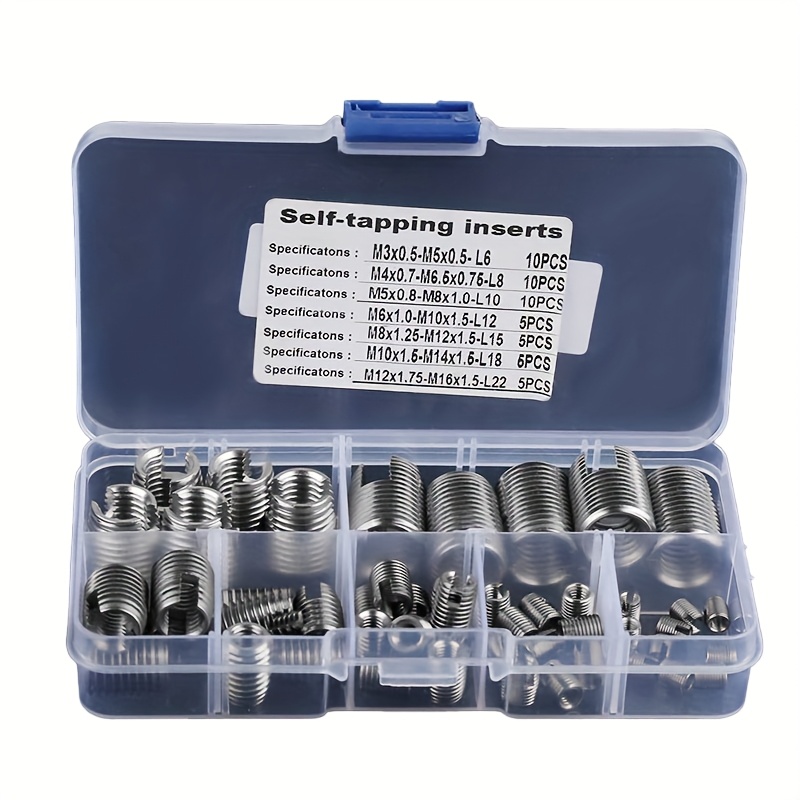 TEMU 50pcs Of Stainless Steel 302 -type Self-tapping Nuts And Inserts, Integrated Thread Repair Tool Set For M3, M4, M5, M6, M8, M10, M12 Thread