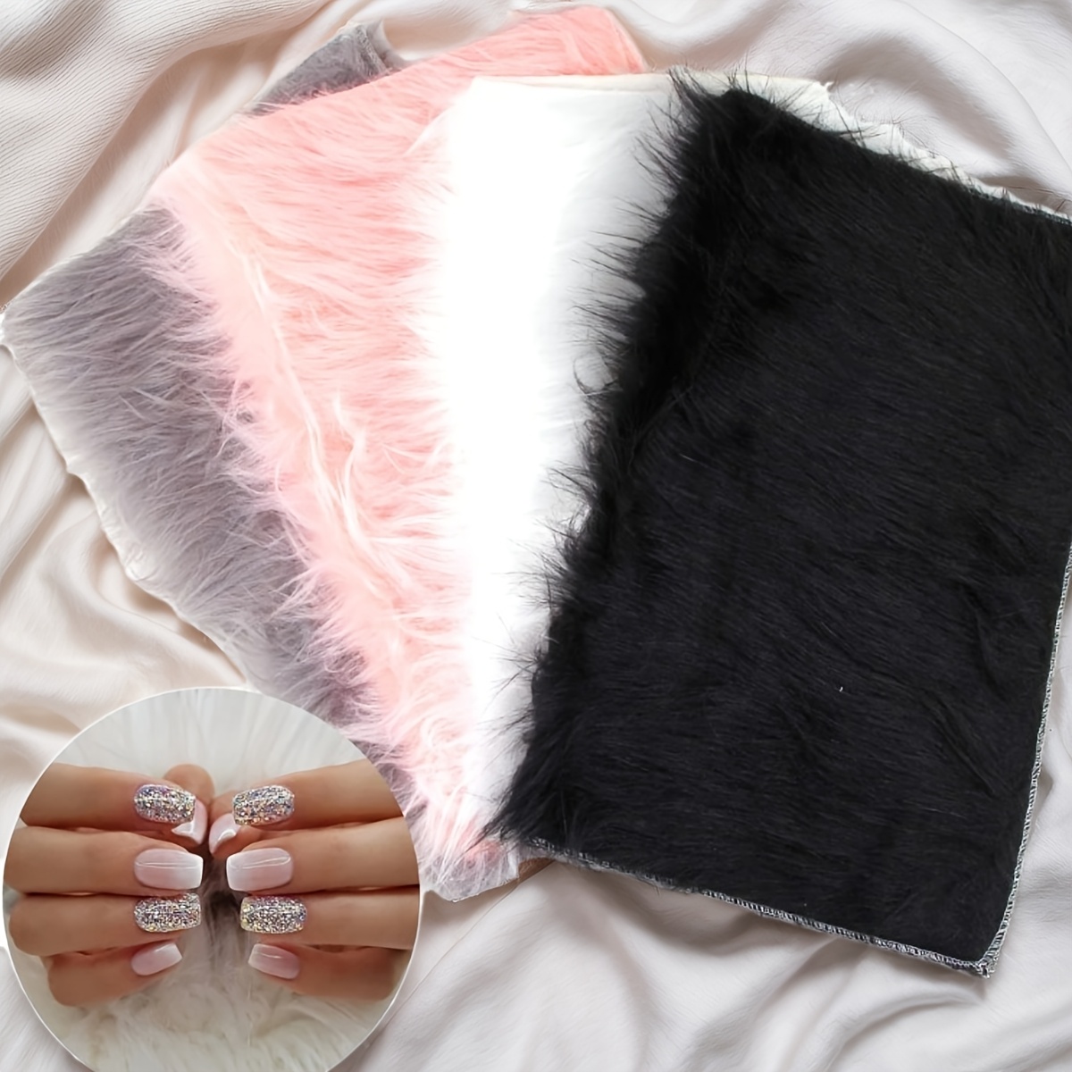 

Fluffy Nail Art Photography Background Pad, Soft Armrest Cushion, Foldable Manicure Display Mat, Unscented Nail Photo Props Tool & Accessory