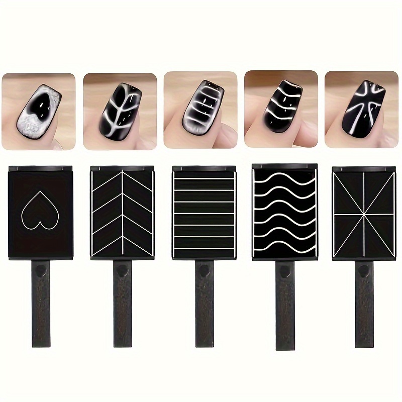 

5-piece Nail Art Cat Eye Magnet Set, Strong Square Manicure Magnets, For Gel Polish, Versatile Magnetic Tools For Nail Design