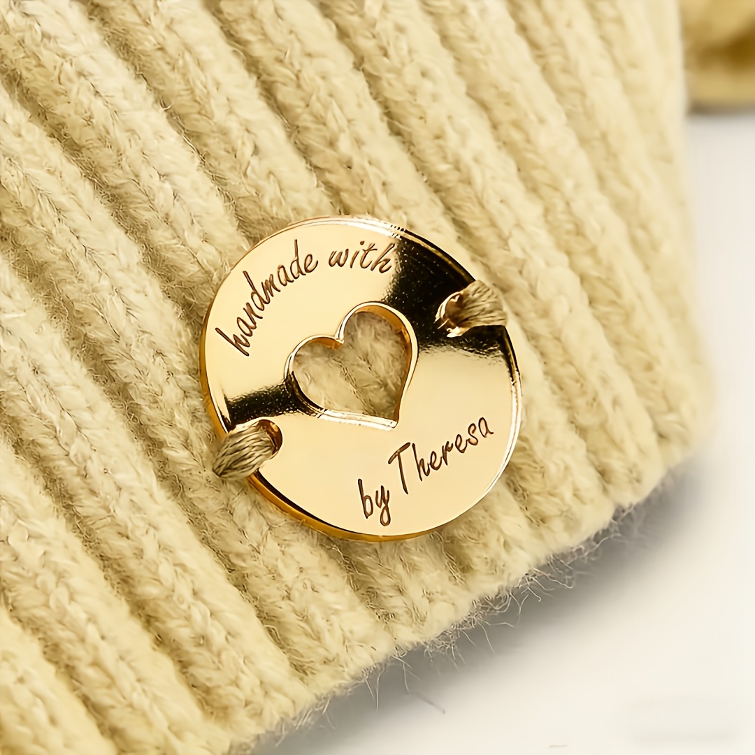 TEMU Custom Personalized Engraved Buttons, Personalized Mirror Acrylic Labels, For Knitting, Artisan Product Labels, Name Labels, Handmade Labels