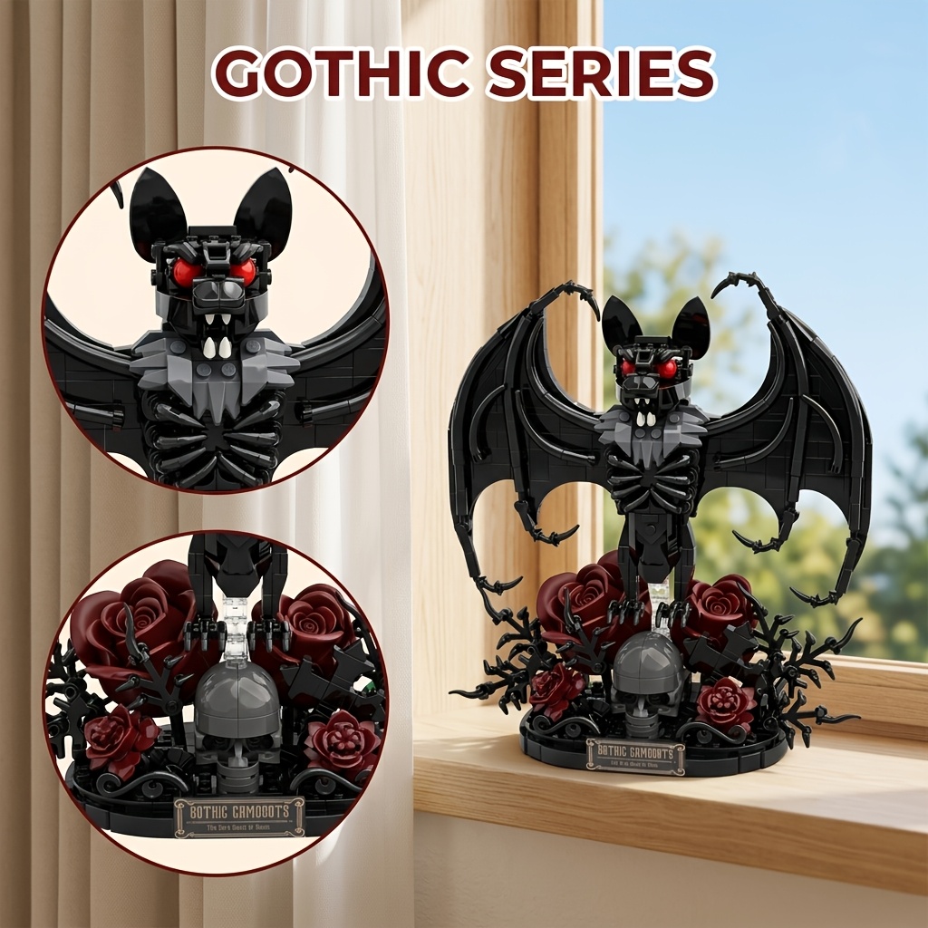 Gothic Bat Building Blocks Set, Dark Retro Sculpture