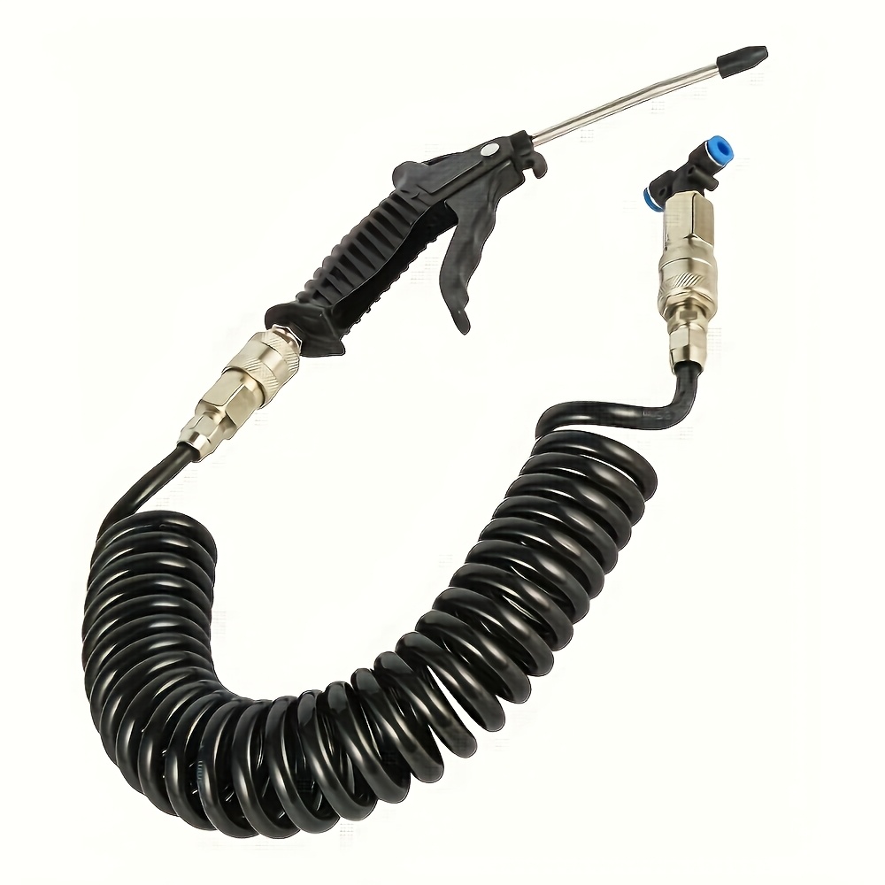 TEMU Pistola de aire comprimido con conector rápido estándar UE - Kit de herramientas de limpieza neumática de presión con boquillas, pistola de aire
