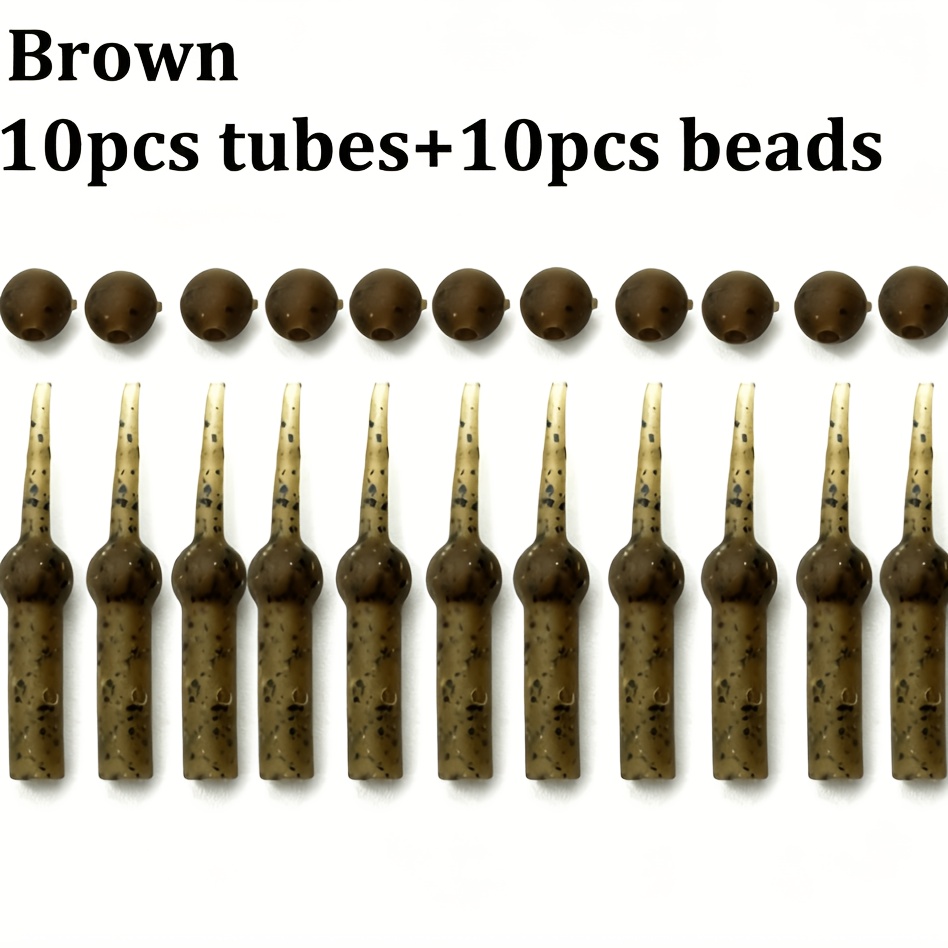TEMU 10 stuks Zachte Rig Tail Tubes met Stopkralen, Groene en Bruine Vislijn Onderdelen, voor Chod Rig en Ronnie Rig, Zoetwater Grof Karper Vissen,