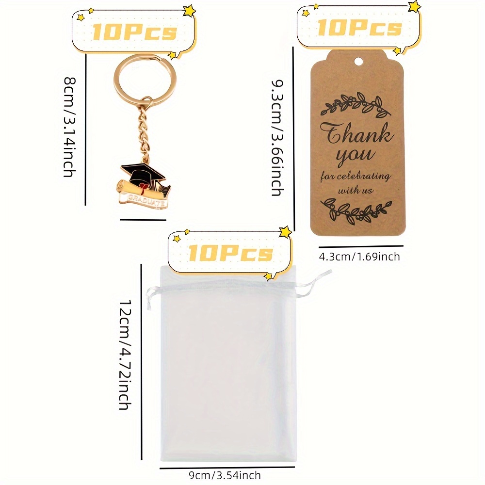 TEMU Graduation Keychain Favors - 10 Metal Inspirational Keyring Motivational You Cards, Universal & Graduation Occasion, , Rectangular , Function Keepsakes