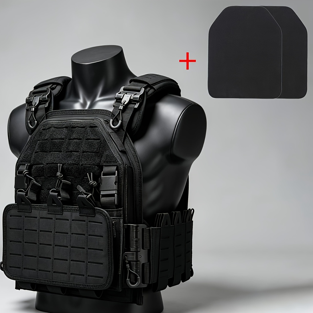 multi functional molle   vest with detachable side pouch 2   quick release adjustable modular outdoor gear for hiking camping and cycling 1